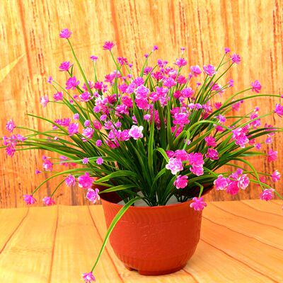 义乌照屏批发 仿真植物 塑料兰花草 塑料花 7头星星草花束