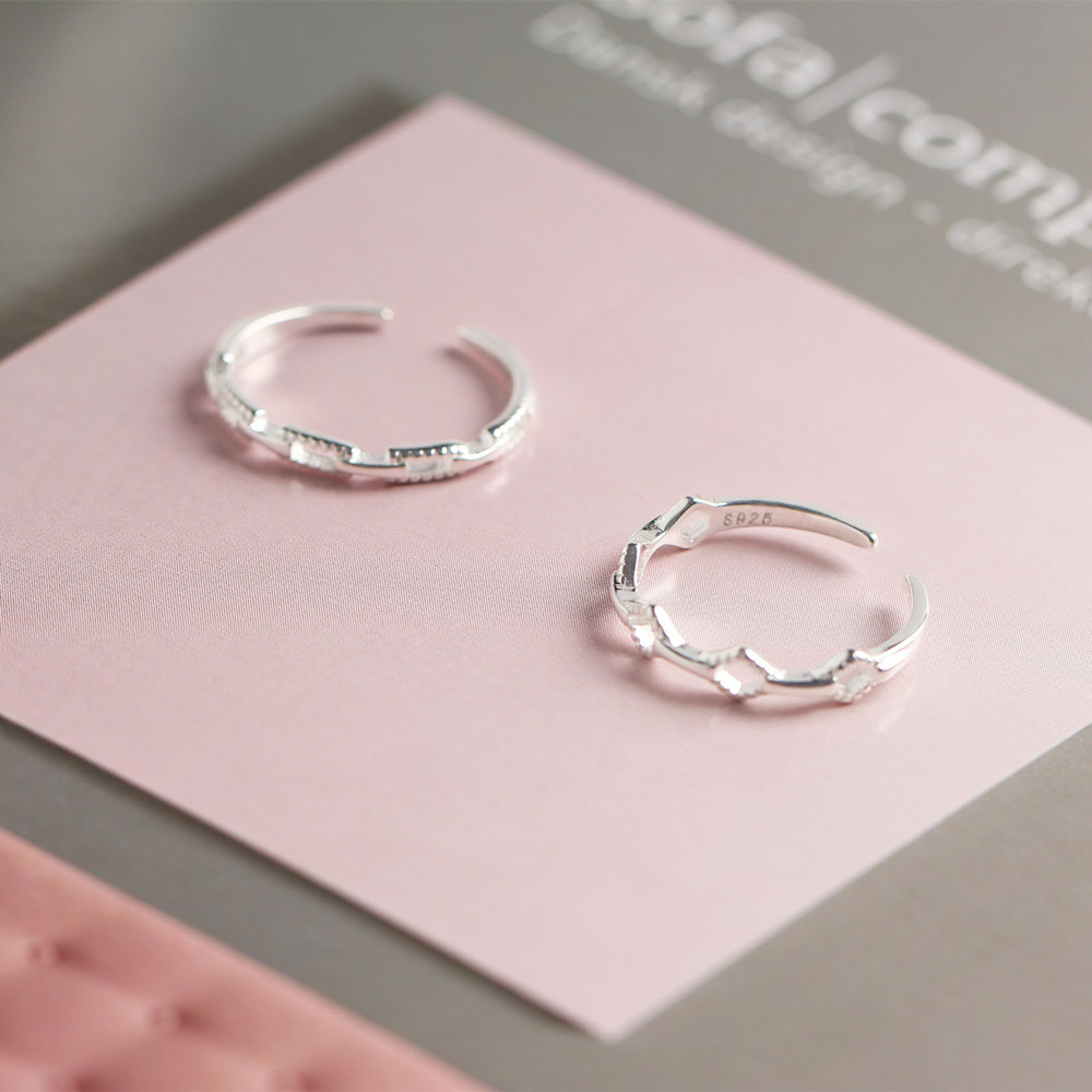 Korean minimalist geometric shape plain silver open S925 sterling silver finger ring