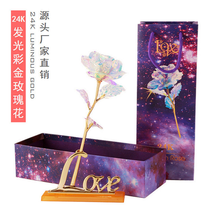24K luminescence Winnings rose LIGHT simulation Gold foil rose Tanabata gift Christmas originality gift