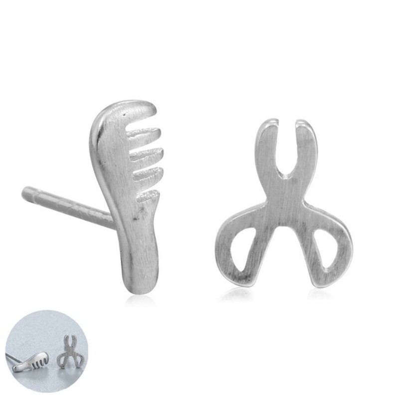 Simple Asymmetric Comb Scissors Stud Earrings display picture 1