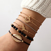 Fashionable beaded bracelet handmade with tassels, organic accessory natural stone, European style