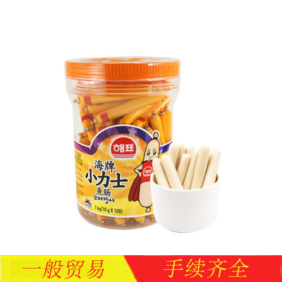 韓國進口嬰幼兒食品 海牌小力士魚腸桶裝 整箱6桶批發 壹件代發