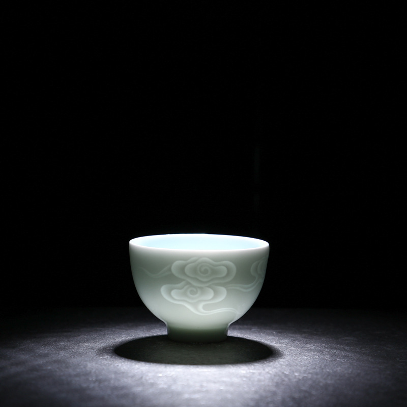 东朝陶瓷功夫茶具盖碗茶杯 影青瓷品茗杯大号茶碗青瓷杯批量订制|ms