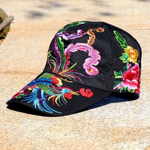 Yunnan Ethnic Style Phoenix Embroidered Hat, Vintage Baseball Cap, Tourist Square Dance Accessory, Wholesale