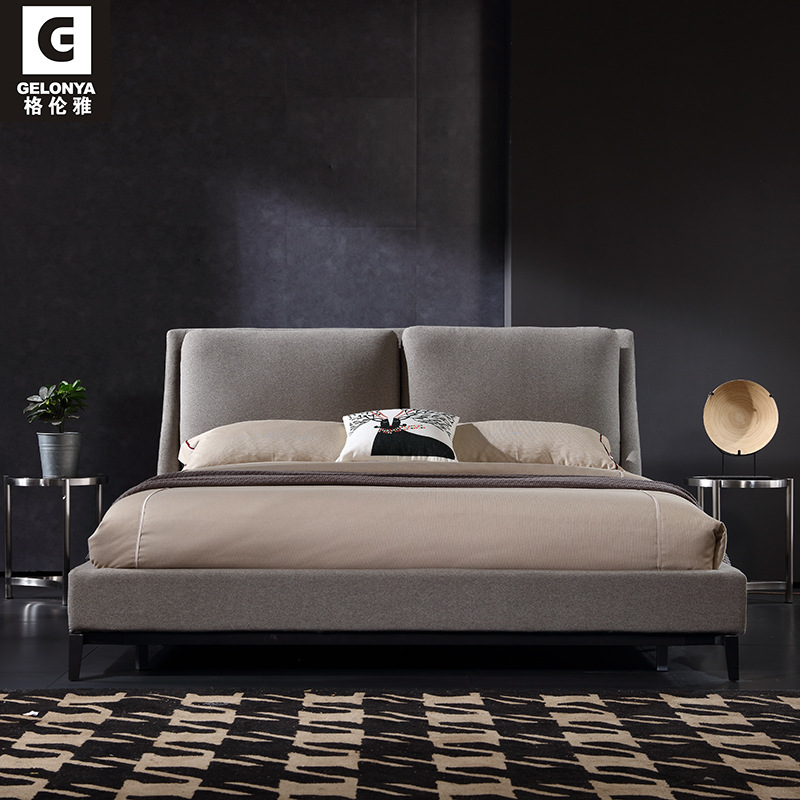 北歐布藝床現代簡約可拆洗雙人床1.8米1.5主臥小戶型婚床軟包布床