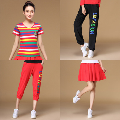 Yang square dance clothing new pattern Short sleeved jacket pure cotton Dance costume costume motion Casual clothing