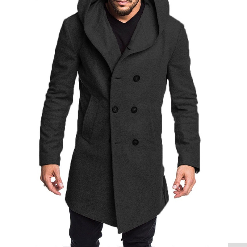 Cross-border special 2018 Foreign trade Europe and America winter new pattern England man Hooded Woolen coat overcoat wish Explosive money