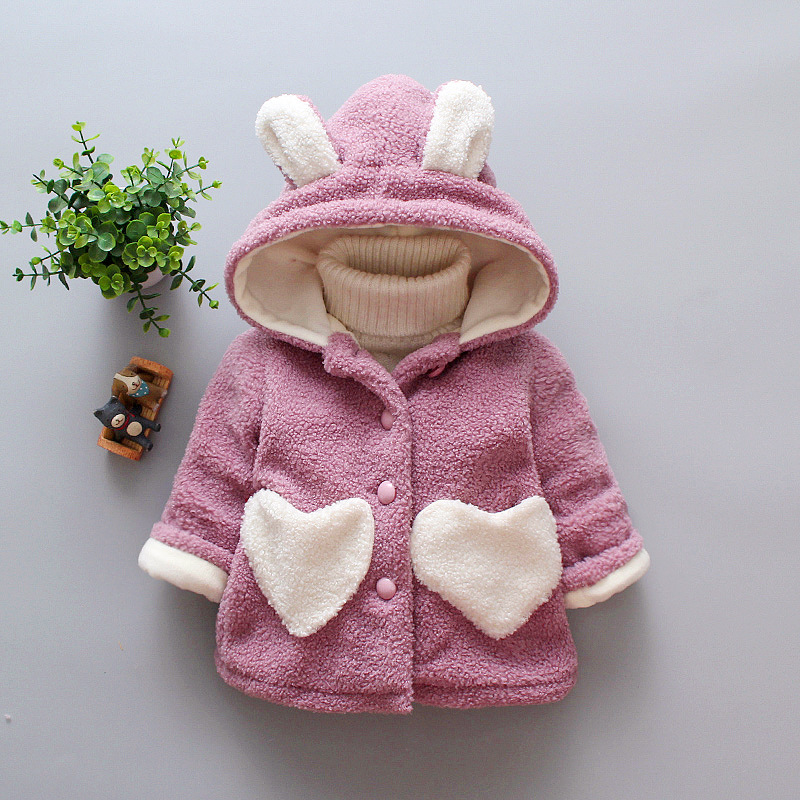 Foreign trade children's wear 2020 new autumn and winter children's hooded Plush top baby thickened cute coat wholesale