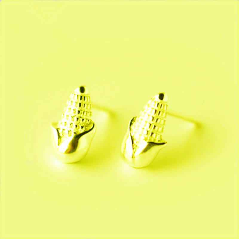10g Weight No Inlaid Inlay Material Earrings, Ear Studs Classification Wedding, Travel Occasion Alloy Material Corn Pattern Women'S Gender Plating Design Fashion Style Gold, Silver Color Fashion Corn Plating Alloy No Inlaid Stud Earrings 2