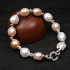 Fashionable organic bead bracelet from pearl, micro incrustation