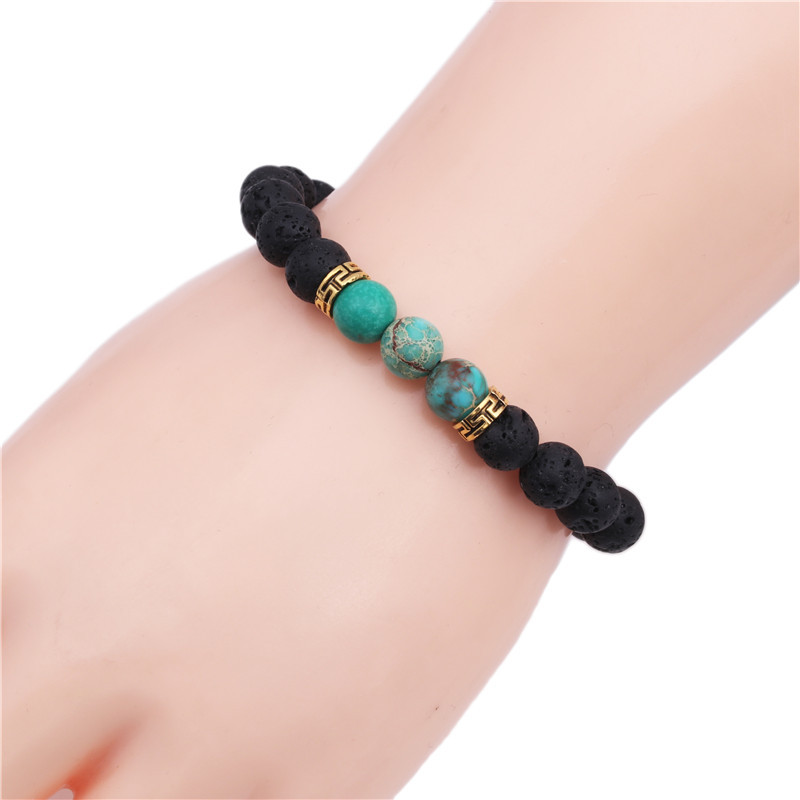 8mm Natural Line Agate Bracelet Colorful Seven Chakra Energy Yoga Beads Bracelet display picture 9