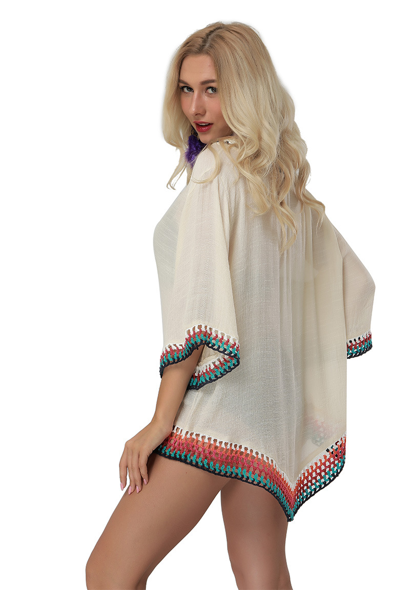 Lace Crochet Cover Up Sheer Knitted Top Beachwear Versatile Layering Wholesale Available customizable
