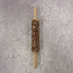 Paisley佩斯利花紋激光雕刻壓花擀麵杖 櫸木印花面棍聖誕翻糖工具