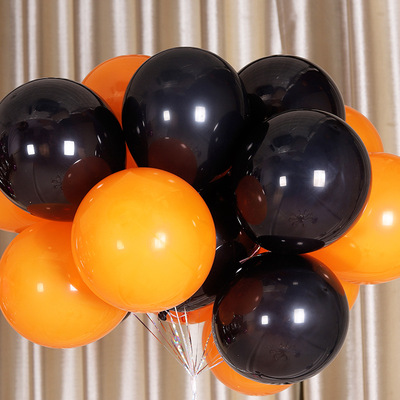 万圣节派对装饰气球商场酒吧2.2克亚光黑色桔色加厚乳胶气球用品