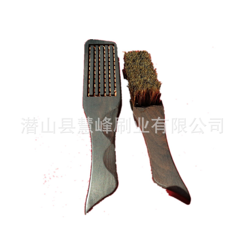 文玩硬毛金刚猪鬃刷子 橄榄核核桃保养紫光檀木质清理工具木柄刷