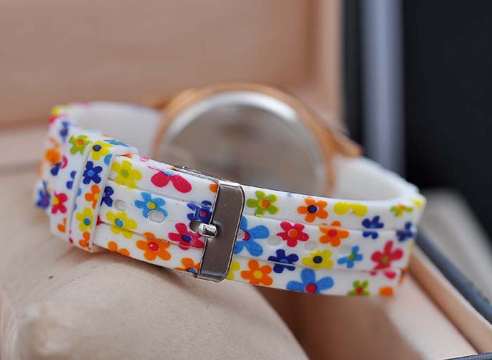 Fashion silicone watch color printing flower silicone band quartz watch wholesale nihaojewelrypicture10