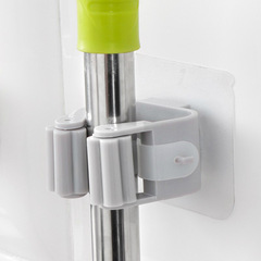 Punch-free Mop Holder for Bathroom, Mop Hook with Adhesive Backing, Broom Hanger, Wall-Mounted Storage Rack, Mop Clip