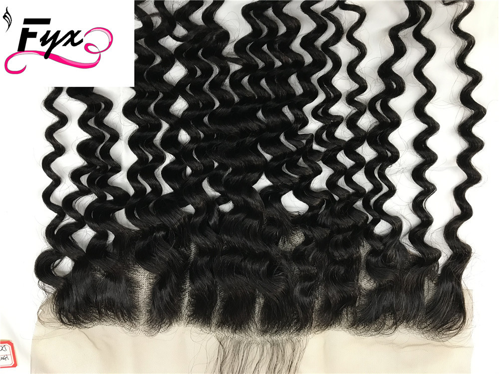 13X4 front lace deep curly human hair hu...