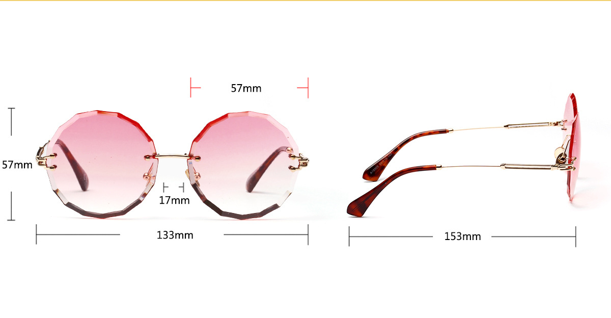 New Fashion Frameless Round Retro Glasses Transparent Color Lens Sunglasses display picture 5