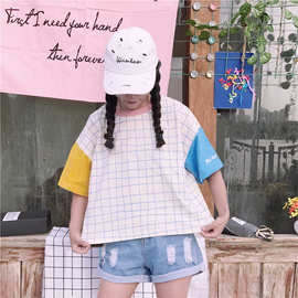 夏季日系女装东南亚跨境韩版百搭宽松短袖打底圆领T恤女学生休闲