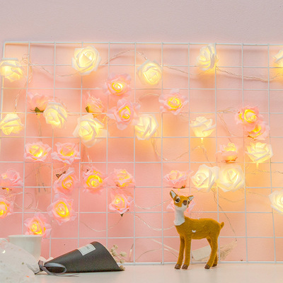 产地货源亚马逊外贸led灯串 创意款玫瑰花串灯 户外圣诞装饰彩灯|ru
