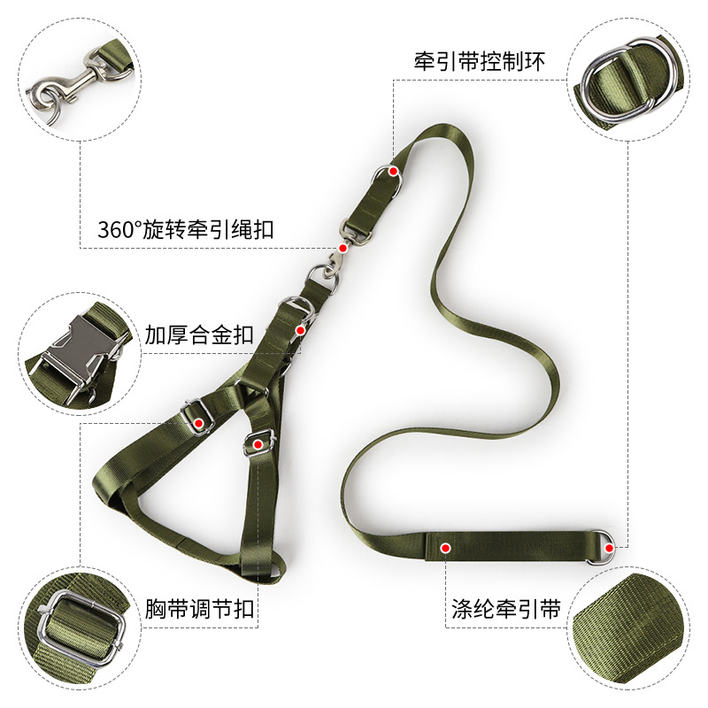 大狗专用加厚铁扣胸背牵引绳15