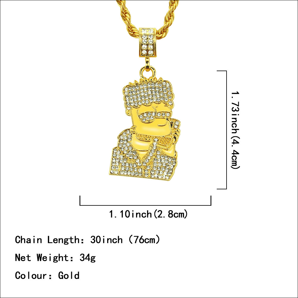 Wholesale Hip Hop Rapper Jewelry Necklace Full Rhinestone Alloy Present ...