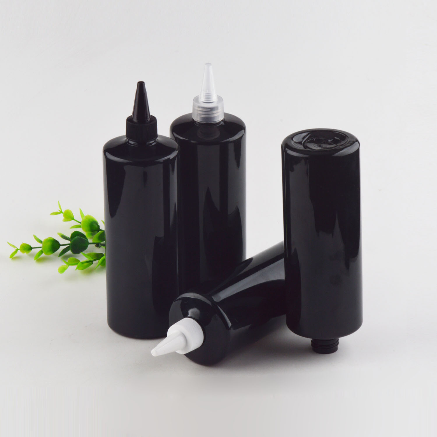 500ml平肩黑色尖盖瓶分装乳液空瓶化妆品包装空瓶塑料瓶