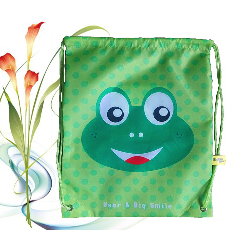 厂家可定做涤纶210D束口袋拉绳袋折叠购物袋卡通动物购物袋