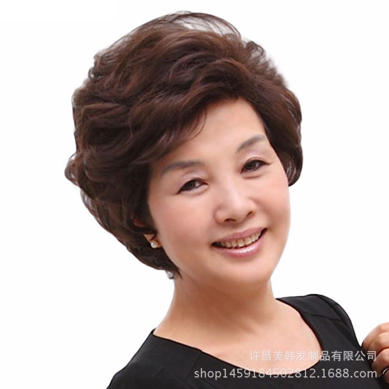 New Style Women's Real Hair Middle-aged and Elderly Wig Short Curly Hair for Elderly Mother Middle-aged Women's Hair Wig for Elderly Chemotherapy New Style Women's Real Hair Middle-aged and Elderly Wig Short Curly Hair for Elderly Mother Middle-aged Women's Hair Wig for Elderly Chemotherapy