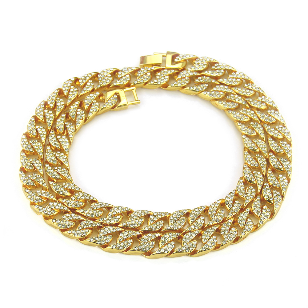 New Men's Hip Hop Diamond Chain Fashion Cuban Chain Alloy Necklace Wholesale display picture 1