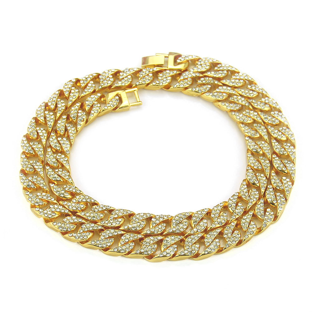New Menu0027s Hip Hop Diamond Chain Fashion Cuban Chain Alloy Necklace Wholesale