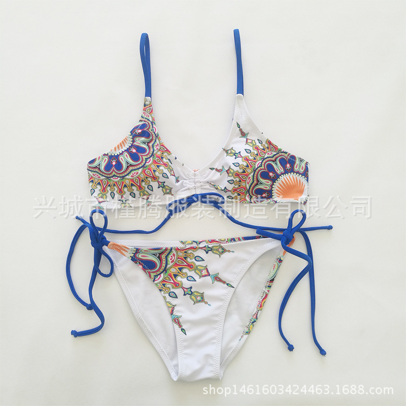 2020新款时尚比基尼欧美小清新时尚民族风印花分体bikini厂家直销|ms