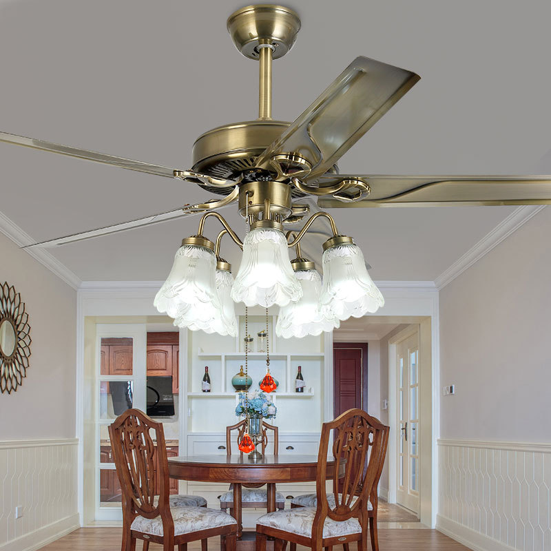 52寸欧式经典led风扇灯创意简约家居风扇灯时尚酒店餐厅吊扇灯