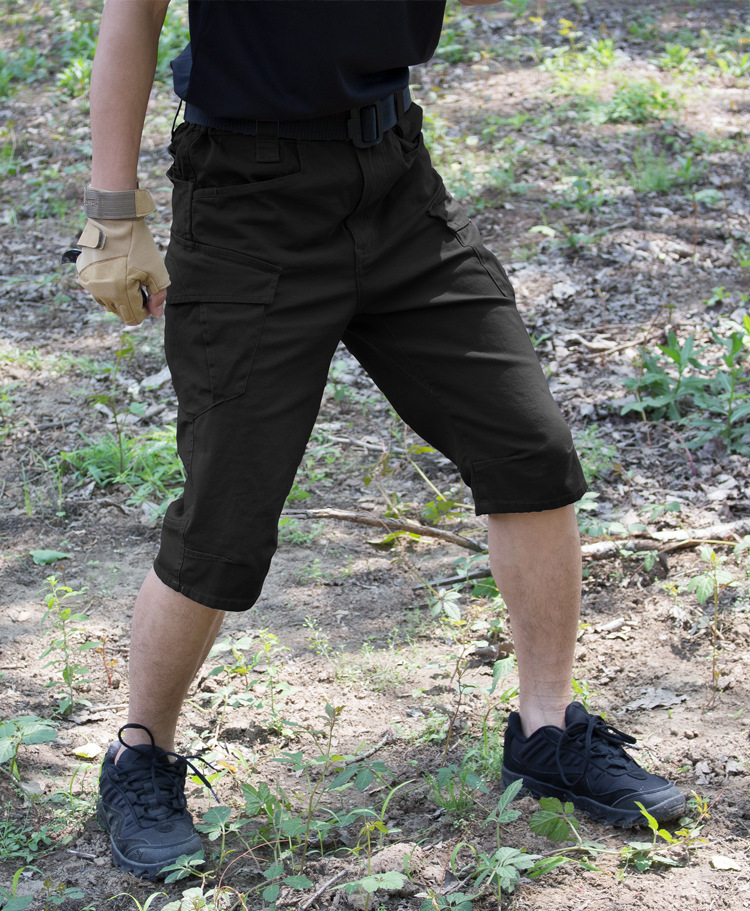 Pantalones tácticos de fan del ejército para hombres de verano algodón elástico al aire libre transpirable y resistente al desgaste de bolsillo de herramientas pantalones de entrenamiento
