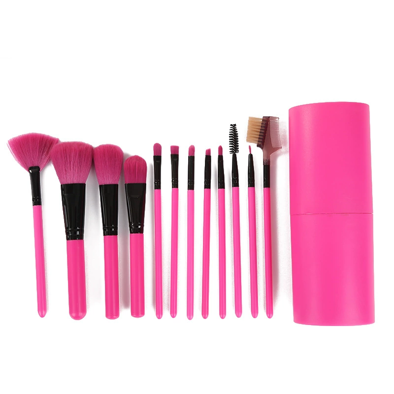 Makeup Brush Set, 12-Piece Portable Travel Kit, Soft Synthetic Bristles, Carrying Tube