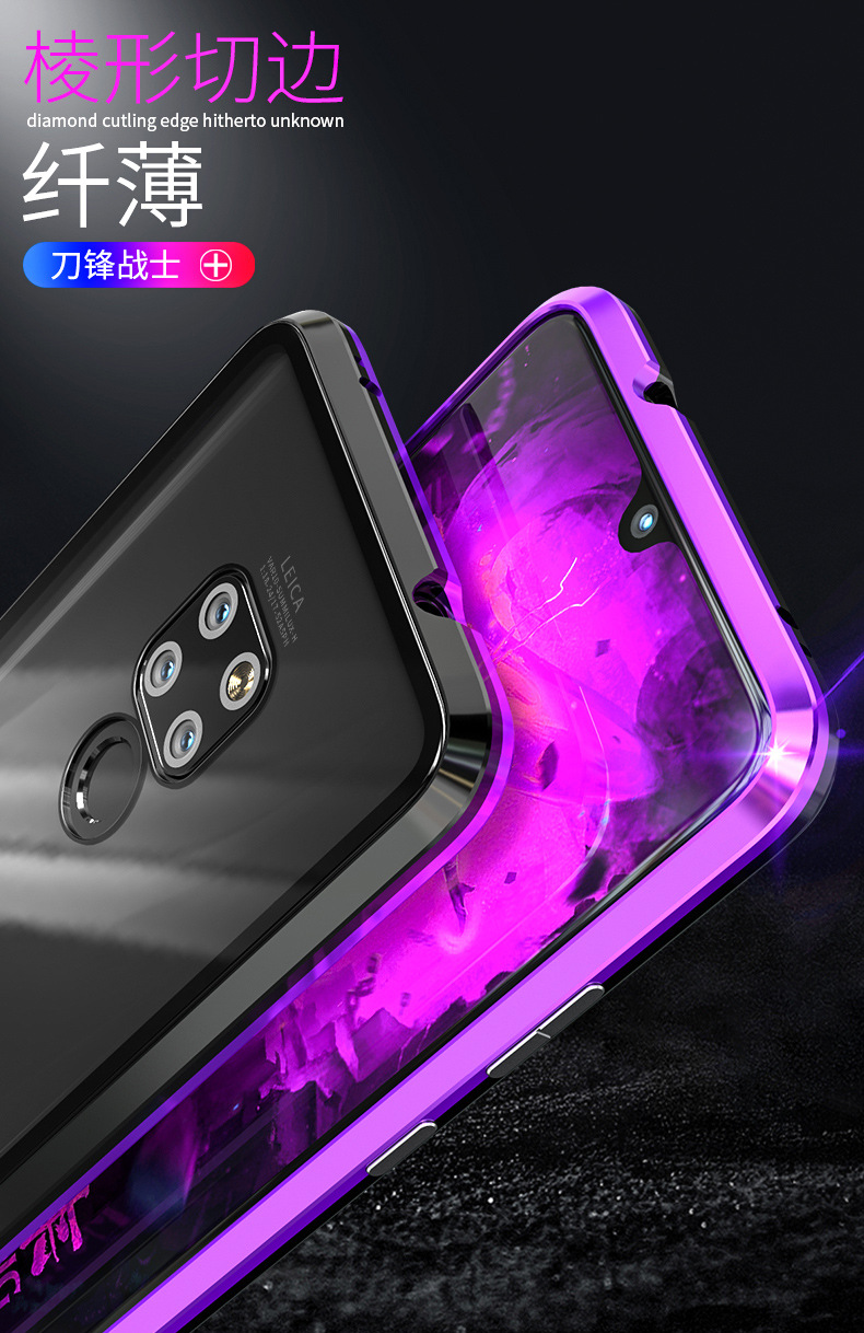 GINMIC Magneto Sword Magnetic Absorption Aluminum Metal Bumper Tempered Glass Back Cover Case for Huawei Mate 20 Pro & Huawei Mate 20 & Huawei Mate 20 X & Huawei Mate 20 Lite & Huawei Maimang 7