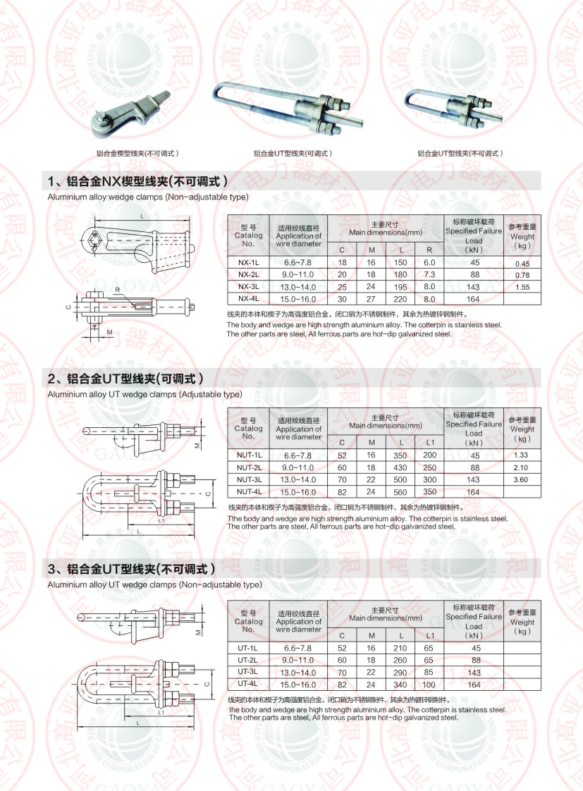 UT型线夹（可调式）       NUT-1        NUT-2     河北厂家直供