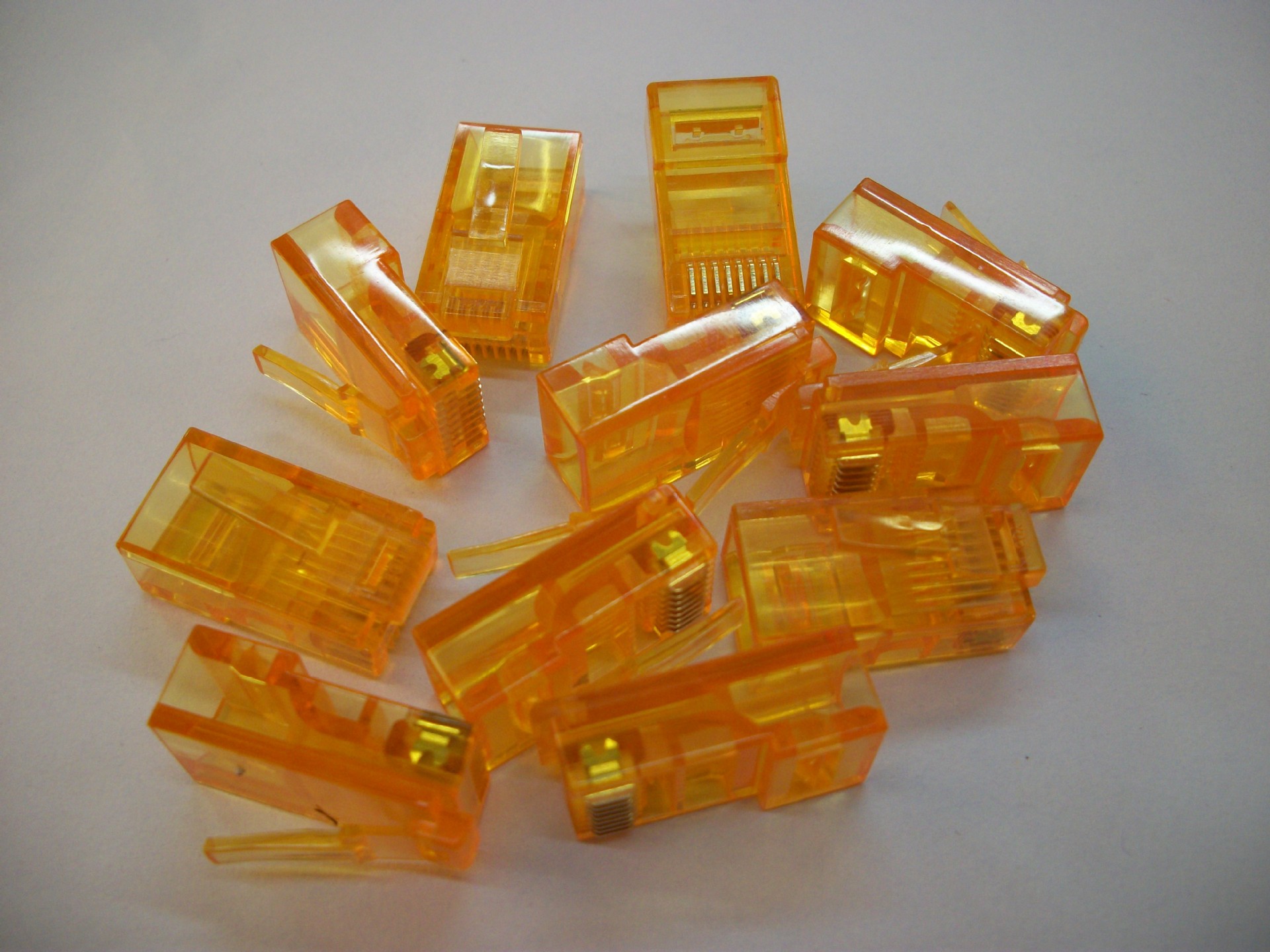 网络水晶头 透明橙RJ45水晶头 8P8C超五类水晶头 8P网络水晶头