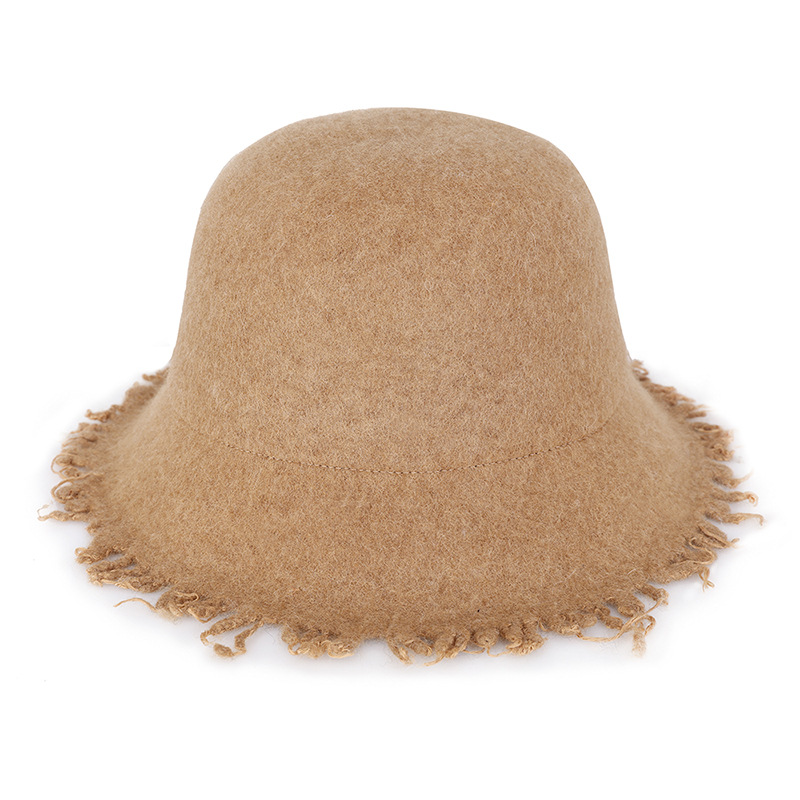 Sombrero Otoño e Invierno de moda cálido y cómodo Cachemira borla de las mujeres sombrero de pescador plegable todo partido cuenca sombrero de una sola pieza entrega