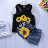 Summer vest sleevless with letters, denim skirt, set, children's clothing