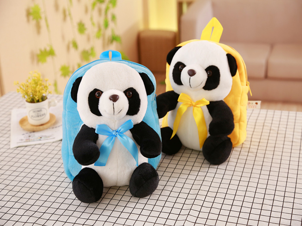 韩版可爱毛绒背包,熊猫儿童书包,熊猫玩具包包