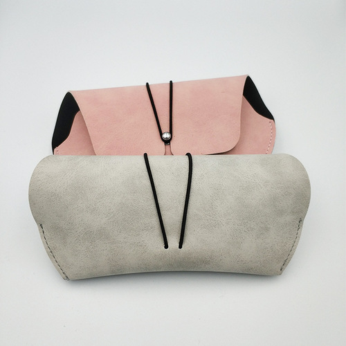 Imitation leather flocked lining sunglasses bag, fashionable buckle, trendy sunglasses glasses bag, flat mirror bag, can be printed with LOGO