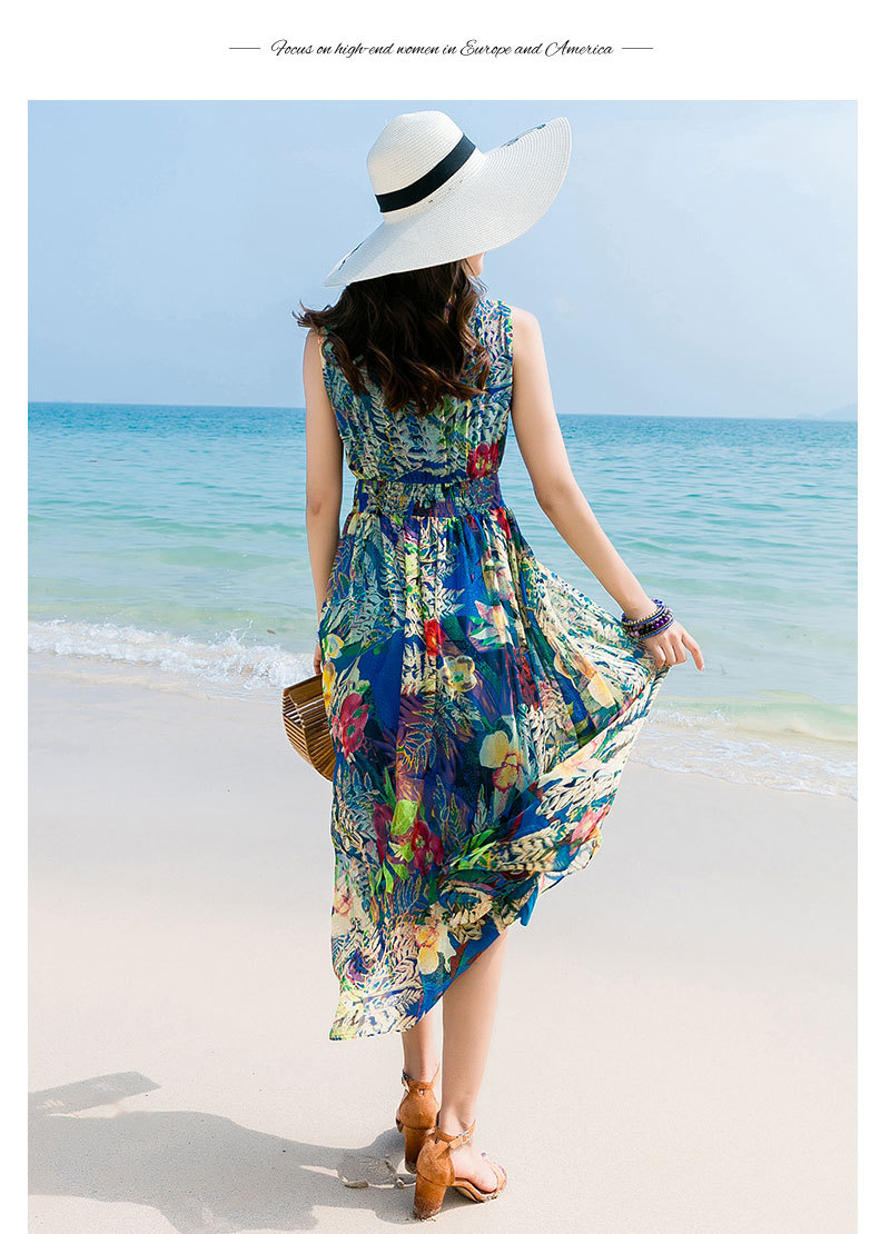 Elegantes Langes Florales Boho Kleid Für Damen Aus Seide Mode_voghion.com