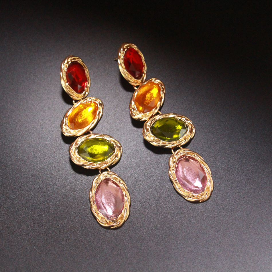 1 Pair Quantity Festival Occasion 1 Pair Fashion Color Block Glass Plating Women's Drop Earrings