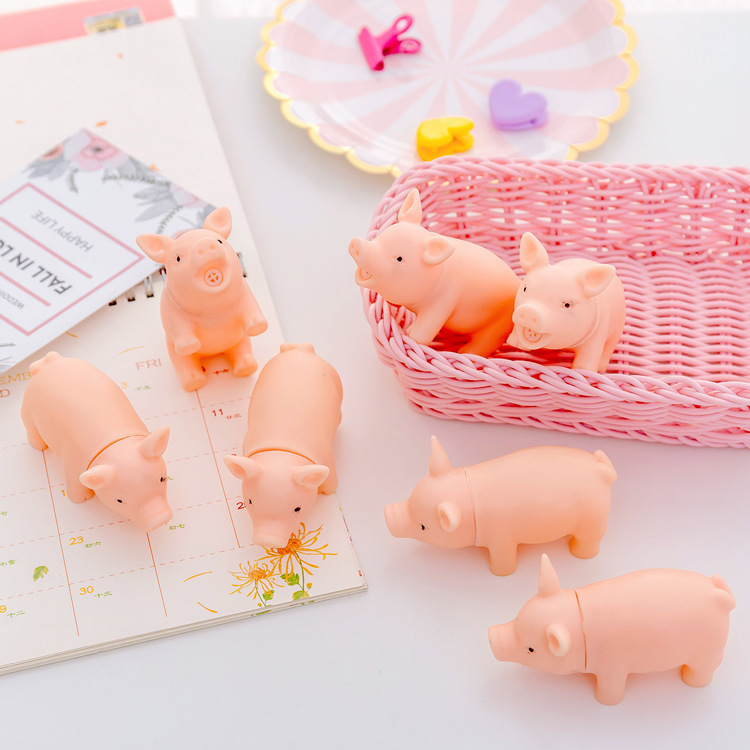 儿童创意整蛊软软的玩具 捏发泄可爱小动物粉猪会叫小猪捏捏乐|ms