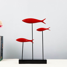创意家居桌面树脂工艺品鱼摆件客厅玄关样板房群鱼装饰品