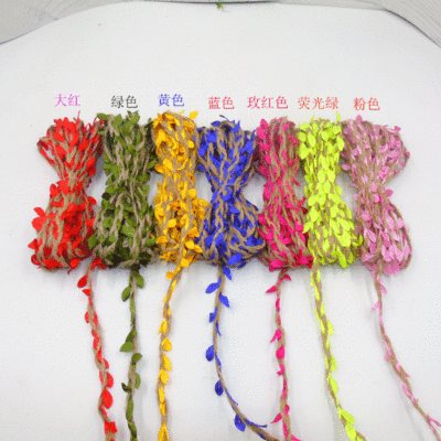 7色现货批发DIY背景藤条 森系绑花带 幼儿园照片墙装饰 绿叶麻绳