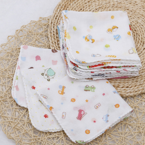 Yobaxing High-density 6-layer Cotton Fabric Cartoon Pattern Handkerchief with Multiple Styles, Delicate and Soft, Baby Handkerchief