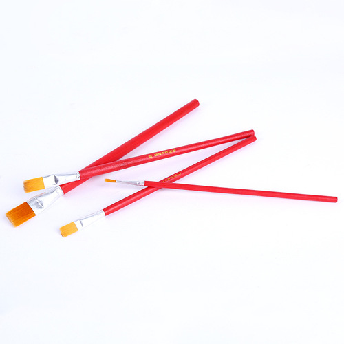 Direct Manufacturer Supply Red Rod Nylon Painting Brush, Red Wood Handle Nylon Color Brush, Gouache Watercolor Acrylic Painting Brush